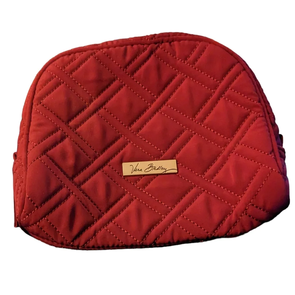 NWOT Vera Bradley Burgundy Cosmetic Makeup Bag W/zipper Waterproof 7